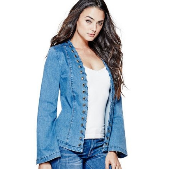 GUESS Boho Bell Sleeved Jean Jacket | Size Small - Picture 1 of 6
